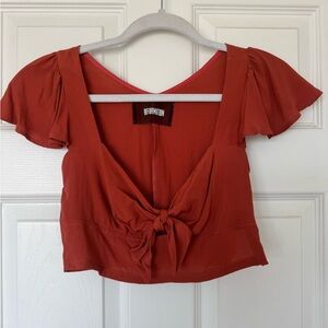 Reformation Rust Tie-Front Crop Top